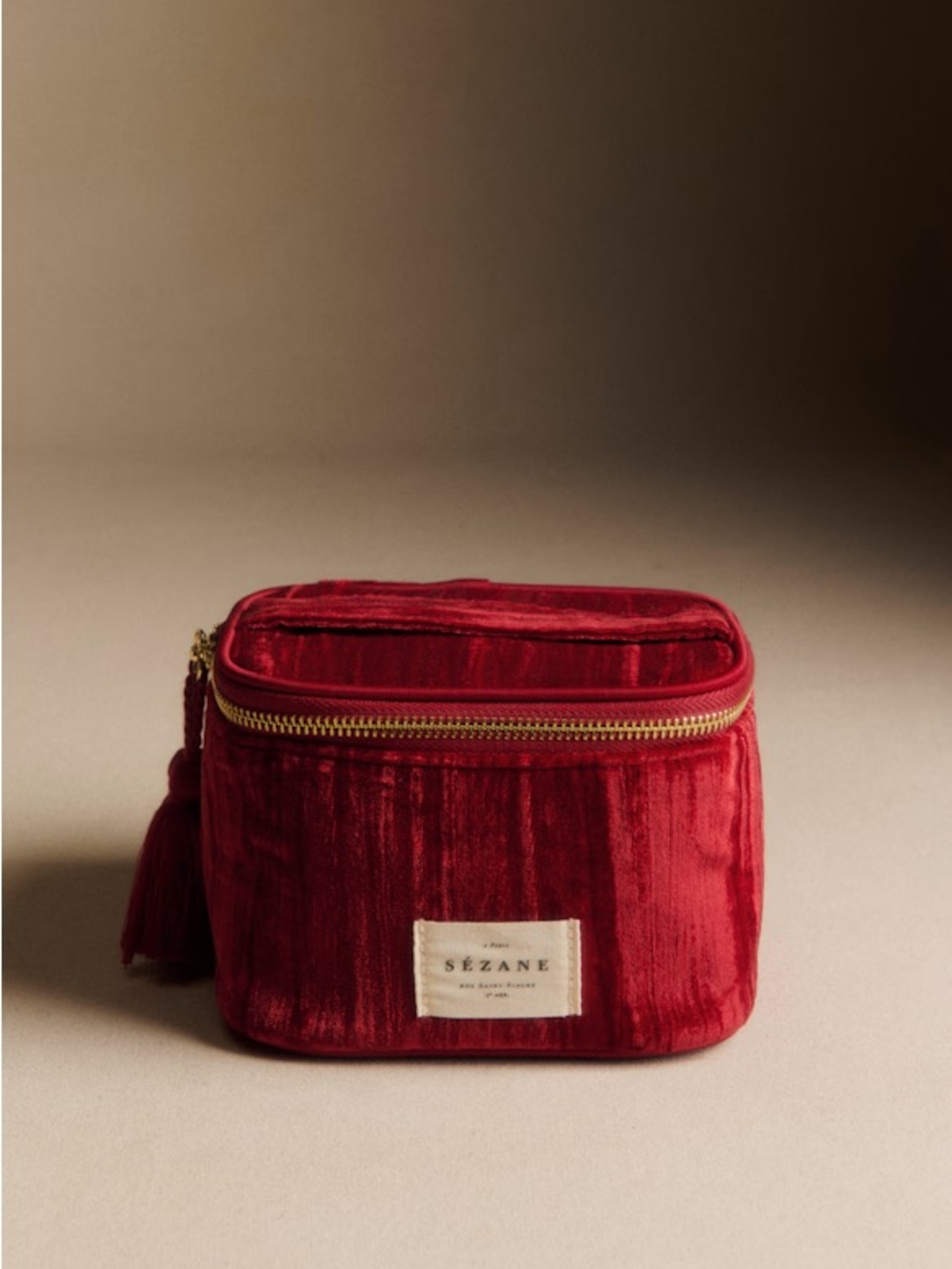 Sezane Red Velvet Crush Cosmetic Pouch